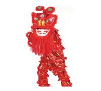 SBJKLYRN Costume da danza del leone, Il capo della performance del capodanno cinese propone la danza drago for gli sport all'aria aperta(Red)