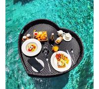 SBJKLYRN pallet, Tavolino galleggiante in rattan | for banchi di sabbia, spa, bagni e feste | for servire bevande, brunch e cibo sull'acqua(Black)