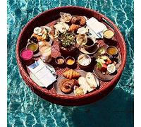 SBJKLYRN pallet， Vassoio da portata galleggiante rotondo e bar - Elegante vassoio for la colazione sull'acqua - Bar galleggiante for piscina(Red,60X60X15CM)