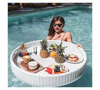 SBJKLYRN pallet, Vassoio galleggiante nero da portata e bar, vassoio galleggiante in rattan 60x15 cm for servire bevande in piscina(White,60x15cm)