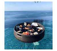 SBJKLYRN pallet, Vassoio galleggiante nero da portata e bar, vassoio galleggiante in rattan 60x15 cm for servire bevande in piscina(Black,60x15cm)