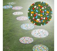 SBJKLYRN Pietra calpestabile da Giardino， Pietre Decorative Rotonde Multicolori for vialetti, pavimentazione Decorativa in Resina Ecologica for vialetti Esterni(Green,2PCS)