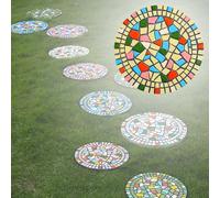 SBJKLYRN Pietra calpestabile da Giardino， Pietre Decorative Rotonde Multicolori for vialetti, pavimentazione Decorativa in Resina Ecologica for vialetti Esterni(Beige,1PC)