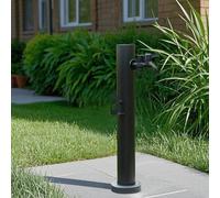 SBJKLYRN Rubinetto Verticale Colonna d'Acqua Verticale da Giardino in Acciaio Inox for Esterni, con Rubinetto a Doppia Uscita, Supporto for Tubo Flessibile Indipendente Nero for(Height: 60cm/23.6in)