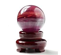 SBJKLYRN Sfera di Cristallo Decorativa, Sfera di Cristallo Fluorite Viola con Supporto Scultura Meditazione Stregoneria Feng Shui Decorazioni for la casa(Diameter 2.4")