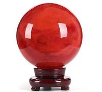 SBJKLYRN Sfera di Cristallo Decorativa, Sfera di Cristallo Rossa con Supporto - for la Meditazione Feng Shui Divinazione Regalo Decorazione Domestica(5.9in(15cm))
