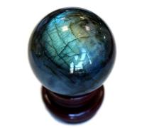 SBJKLYRN Sfera di Cristallo Decorativa, Sfera di Labradorite Naturale con Supporto Esemplare Ornamento curativo Sfera Cristallo Quarzo Rocca for Reiki(Diameter 45mm)