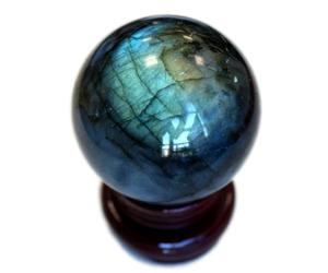 SBJKLYRN Sfera di Cristallo Decorativa, Sfera di Labradorite Naturale con Supporto Esemplare Ornamento curativo Sfera Cristallo Quarzo Rocca for Reiki(Diameter 70mm)