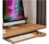 SBJKLYRN Tastiera con Supporto, con Supporto Regolabile in Altezza, cassetto for Tastiera in Legno sotto la scrivania, Estensione for scrivania, ripiano Porta Tastiera e Mouse(Light Walnut,60 * 26cm)