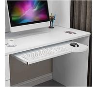 SBJKLYRN Tastiera con Supporto, con Supporto Regolabile in Altezza, cassetto for Tastiera in Legno sotto la scrivania, Estensione for scrivania, ripiano Porta Tastiera e Mouse(Blanc,60 * 26cm)