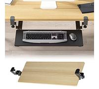 SBJKLYRN Tastiera con Supporto, Vassoio Porta Tastiera Scorrevole sotto la scrivania 52/65/75x25 cm Cassetto Porta Tastiera Estraibile con Guide scorrevoli(Wood,75 * 25 cm (30 * 10 inch))