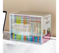 SBJKLYRN Vetrina trasparente, Contenitori di plastica di lusso, trasparenti con porta magnetica, impilabili, antipolvere, for libri, giocattoli, bambole, borsette(L)