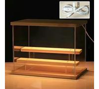 SBJKLYRN Vetrina trasparente， Scatola portaoggetti rimovibile da banco con base in legno, cristalli, fossili di corallo, bambole, protezione antipolvere, vetrina(With Display Stand,Small)