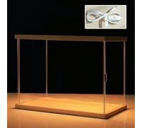 SBJKLYRN Vetrina trasparente， Scatola portaoggetti rimovibile da banco con base in legno, cristalli, fossili di corallo, bambole, protezione antipolvere, vetrina(Without Display Stand,Large)