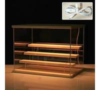 SBJKLYRN Vetrina trasparente， Scatola portaoggetti rimovibile da banco con base in legno, cristalli, fossili di corallo, bambole, protezione antipolvere, vetrina(With Display Stand,Large)