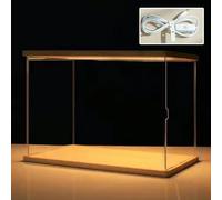 SBJKLYRN Vetrina trasparente, Scatola portaoggetti rimovibile da banco con base in legno, cristalli, fossili di corallo, bambole, protezione antipolvere, vetrina(Without Display Stand,Small)