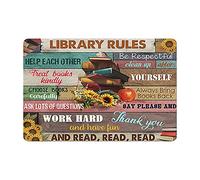 SBKGBIEHG Targa in metallo con regole della biblioteca, decorazione vintage, cartello artistico per casa, cucina, bar, caffetteria, club, grotta, decorazione da parete retrò, 30 x 43 cm