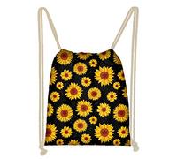 SBKGBIEHG Zainetto con coulisse per bambini e adulti, per viaggi, ciclismo, palestra, motivo: animali, Giallo Girasole Nero, Taglia unica