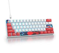 SbocKeeb Meccanica 60% Gaming, 61 Tasti Mini Tastiera Gaming Piccola 60 Percento Tastiera Retroilluminata, QWERTY Americana，Switch Lineari Rossi Compatta per PC, Mac, Office (61 Red White)