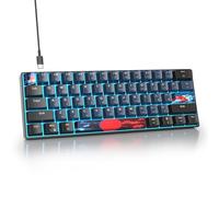 SbocKeeb Meccanica 60% Gaming, 61 Tasti Mini Tastiera Gaming Piccola 60 Percento Tastiera Retroilluminata, QWERTY Americana，Switch Lineari Rossi Compatta per PC, Mac, Office