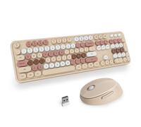 SbocKeeb Tastiera e mouse wireless Combo, Full-Sized 2.4 GHz Round Keycap Colorful Keyboards, Plug and Play USB Receiver for Win PC Laptop Desktop Mix Brown