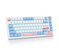 SbocKeeb Tastiera meccanica senza fili rosa crema al 75%, tastiera personalizzata sostituibile a caldo, tastiera da gioco con guarnizione retroilluminata RGB, tastiera meccanica 2.4G/BT5.0/USB-C