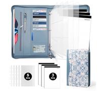 Sbrinnaliao Cartella portadocumenti, organizer con cerniera, per donne e uomini, con tasca per documenti, formato lettera/A4, porta biglietti da visita (fiore blu)