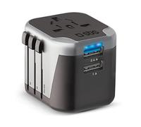 SBS Adattatore da Viaggio Universale con Spine EU, UK, ES e aus, Prese internazionali usate in Oltre 150 Paesi nel Mondo, Ricarica Rapida Smartphone e Tablet