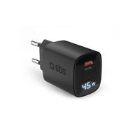 SBS Alimentatore LCD 45W USB-C, Tecnologia GaN, Power Delivery (PD 3.0 PPS), Ric