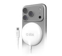 SBS Alimentatore MagSafe Qi2 25W, Caricabatterie Wireless Magnetico USB-C | Certificato Qi2 25W, Caricatore con Ricarica Rapida, Compatibile con iPhone e Android, Design Slim, Bianco