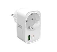 SBS Alimentatore Multi-Socket 20W USB-C USB-A, Presa Schuko Passante, Power Delivery (PD) 20W, Ricarica Rapida, Caricatore USBC e USBA, Caricabatterie per iPhone, Samsung e Tablet, Bianco