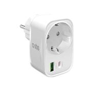 SBS Alimentatore Multi-Socket USB-C USB-A, Presa Schuko Passante MAX 3500W, Power Delivery (PD 3.0 PPS) 20W, Ricarica Rapida, Caricabatterie per iPhone, Android, Tablet e MacBook Neo, Bianco