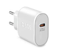 SBS Alimentatore USB-C 20W, Power Delivery (PD), Ricarica Rapida, Compatto, Caricatore per iPhone, iPad, Airpods, Samsung, Pixel, Tablet, Smartphone, Bianco