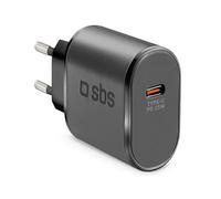 SBS Alimentatore USB-C 25W, Power Delivery (PD), Ricarica Rapida, Compatto, Caricatore per iPhone, iPad, Airpods, Samsung, Pixel, Tablet, Smartphone, Nero