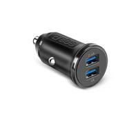 SBS Caricabatterie da auto a ricarica rapida da 12 Watt, Caricatore mini con due porte USB universali fino a 2.4A, Per presa 12V