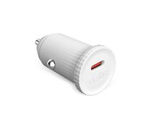SBS Caricatore auto con materiali riciclati GRS, porta USB-C da 25 Watt, presa 12V accendisigari, compatto, eco-friendly, Bianco