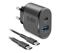 Sbs Caricabatterie USB Type-A, USB Type-C WALL CHARGER KIT 18W Power Delivery