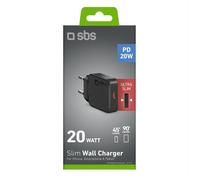 Caricabatterie USB Type-C SLIM WALL CHARGER 20W Black TETRGAN1C20SLIM