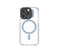 case&me cover trasparente con modulo MagSafe per iPhone 15 Pro, compatibile con MagSafe, protezione per fotocamera, azzurro
