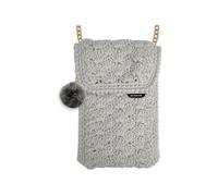 case&me borsetta porta telefono, borsa porta oggetti, borsa simil lana, con tracolla, pompon portachiavi