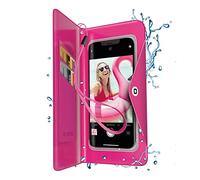 SBS Cover impermeabile per Samsung, Oppo, Xiaomi e iPhone fino a 6,8", custodia a libro water resistant con portatessere, tasca ermetica per contanti, laccio da collo, rosa