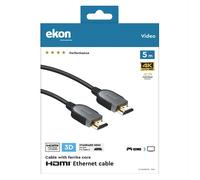 Ekon cavo HDMI 1.4 ethernet, maschio maschio, 5 metri, risoluzioni 4K Ultra HD e 3D, connettori dorati, per TV, proiettori, laptop, PC, MacBook, PlayStation, Nintendo Switch
