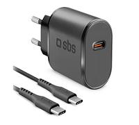 SBS Kit con Caricatore USB C da Parete e Cavo USB C da 1 Metro, Caricabatterie da Parete e Ciabatta Multripresa da 15W per Cellulari, Auricolari TWS, Smartwatch, Powerbank, Speaker, Kobo, Kindle