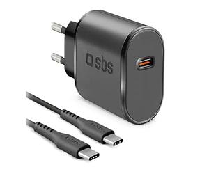 SBS Kit con Caricatore USB C da Parete e Cavo USB C da 1 Metro, Caricabatterie da Parete e Ciabatta Multripresa da 15W per Cellulari, Auricolari TWS, Smartwatch, Powerbank, Speaker, Kobo, Kindle