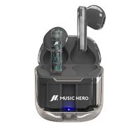 Music Hero Auricolari TWS ICY, cuffiette wireless trasparenti con custodia di ricarica, autonomia di 3 ore per musica e chiamate, microfono integrato, cavo di ricarica USB-C incluso