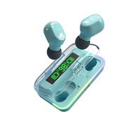 Music Hero auricolari TWS wireless con custodia di ricarica, schermo LCD, microfono integrato, musica e chiamate per 3 ore, comandi touch, blu