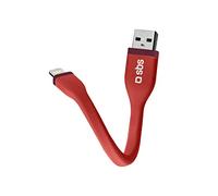 SBS Micro Cavo Dati e Ricarica, Lunghezza 12 cm, Connettori Lightning - USB, Finitura Piatta Antigroviglio, per iPhone 14, 13, 12, 11, SE 2020, X, 8, 7, 6s, 6, iPad, iMac, MacBook, rosso