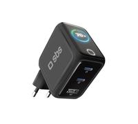 SBS Pulse Power 70W USB-C, Tecnologia GaN, Power Delivery (PD 3.0 PPS), Smart Display AI, Controllo Touch, AFC, Alimentatore con Ricarica Rapida, Caricatore per Notebook, Tablet, iPhone, Android