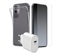 Sbs Accessori per Smartphone iPhone 13 Starter Kit con Cover Slim Trasparente Caricatore Rapido 20 Watt Bianco e Pellicola Anti-Shock - KIT31IP1361