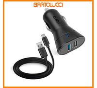 SBS TEKITCRC2U21AUL CARICABATT.AUTO 2USB+CAVO RICARICA DATI TIPO C BK
